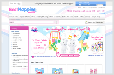 Best Nappies- OsCommerce website, everything for new born babies