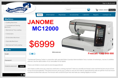 Camberwell- OsCommerce site dealing in sewing machines.