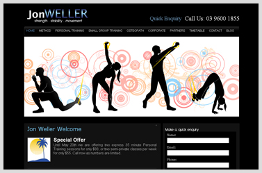 Jon Weller- Fitness Website designed with wordpress
