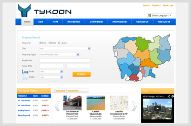 Tykoon- Simple and unique real estate company's website