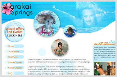 Parakai Springs- Recreational stylish website for Aquatic Park