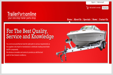 Trailer Parts NZ Website- designed Professionally based OsCommerce